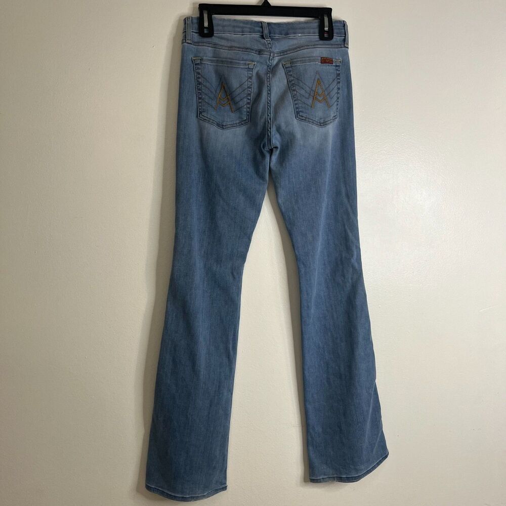 7 For All Mankind Womens Light Wash A Pocket Flare Leg Trouser Jeans Denim Sz 28 - Picture 4 of 10